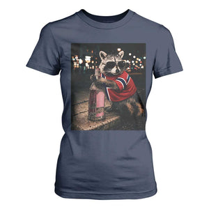 Funny Raccoon Whiskey Sunglasses Norwegian Flag T Shirt For Women Viral Trash Panda Football Texas Souvenir Meme TS14 Navy Print Your Wear