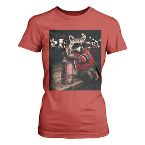 Funny Raccoon Whiskey Sunglasses Norwegian Flag T Shirt For Women Viral Trash Panda Football Texas Souvenir Meme TS14 Red Print Your Wear