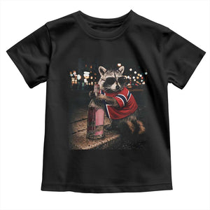 Funny Raccoon Whiskey Sunglasses Norwegian Flag Toddler T Shirt Viral Trash Panda Football Texas Souvenir Meme TS14 Black Print Your Wear