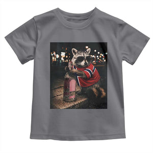 Funny Raccoon Whiskey Sunglasses Norwegian Flag Toddler T Shirt Viral Trash Panda Football Texas Souvenir Meme TS14 Charcoal Print Your Wear