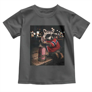 Funny Raccoon Whiskey Sunglasses Norwegian Flag Toddler T Shirt Viral Trash Panda Football Texas Souvenir Meme TS14 Dark Heather Print Your Wear