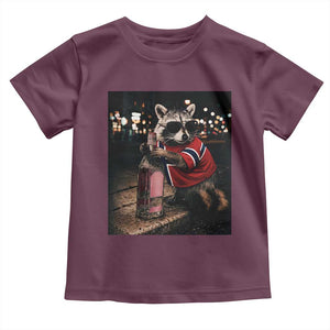 Funny Raccoon Whiskey Sunglasses Norwegian Flag Toddler T Shirt Viral Trash Panda Football Texas Souvenir Meme TS14 Maroon Print Your Wear