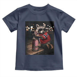 Funny Raccoon Whiskey Sunglasses Norwegian Flag Toddler T Shirt Viral Trash Panda Football Texas Souvenir Meme TS14 Navy Print Your Wear