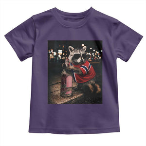Funny Raccoon Whiskey Sunglasses Norwegian Flag Toddler T Shirt Viral Trash Panda Football Texas Souvenir Meme TS14 Purple Print Your Wear