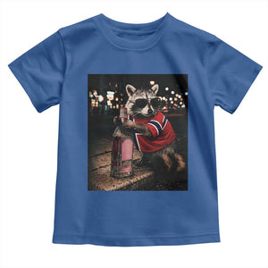 Funny Raccoon Whiskey Sunglasses Norwegian Flag Toddler T Shirt Viral Trash Panda Football Texas Souvenir Meme TS14 Royal Blue Print Your Wear