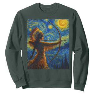 Native American Indian Women Sweatshirt Starry Night Indigenous Pride TS14 Dark Forest Green Print Your Wear