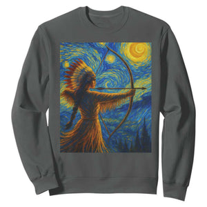 Native American Indian Women Sweatshirt Starry Night Indigenous Pride TS14 Dark Heather Print Your Wear