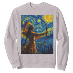 Native American Indian Women Sweatshirt Starry Night Indigenous Pride TS14 Ice Gray Print Your Wear