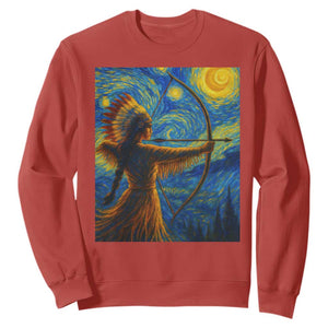 Native American Indian Women Sweatshirt Starry Night Indigenous Pride TS14 Red Print Your Wear