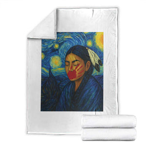 Native American MMIW Throw Blanket Starry Night Indigenous People Day TS14 White Print Your Wear
