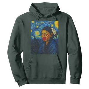 Native American MMIW Hoodie Starry Night Indigenous People Day TS14 Dark Forest Green Print Your Wear