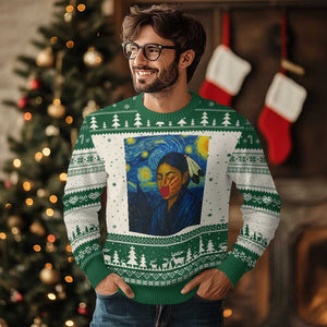 Native American MMIW Ugly Christmas Sweater Starry Night Indigenous People Day TS14 Beige Green Print Your Wear