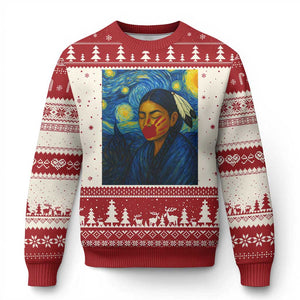 Native American MMIW Ugly Christmas Sweater Starry Night Indigenous People Day TS14 Beige Red Print Your Wear