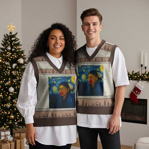 Native American MMIW V-Neck Knit Sweater Vest Starry Night Indigenous People Day TS14 Mocha Mousse Print Your Wear