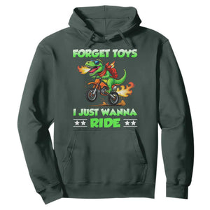 Motocross Dirt Bike Boys Hoodie Forget Toys I Just Wanna Ride TS14 Dark Forest Green Print Your Wear