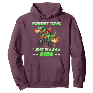 Motocross Dirt Bike Boys Hoodie Forget Toys I Just Wanna Ride TS14 Maroon Print Your Wear