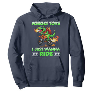 Motocross Dirt Bike Boys Hoodie Forget Toys I Just Wanna Ride TS14 Navy Print Your Wear