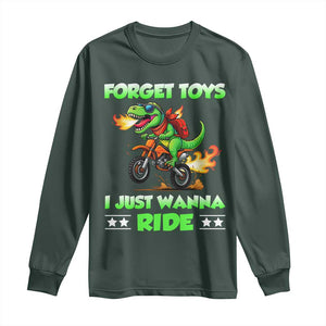 Motocross Dirt Bike Boys Long Sleeve Shirt Forget Toys I Just Wanna Ride TS14 Dark Forest Green Print Your Wear