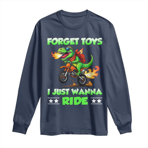 Motocross Dirt Bike Boys Long Sleeve Shirt Forget Toys I Just Wanna Ride TS14 Navy Print Your Wear