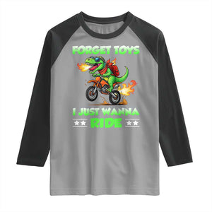 Motocross Dirt Bike Boys Raglan Shirt Forget Toys I Just Wanna Ride TS14 Sport Gray Black Print Your Wear