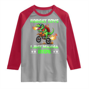 Motocross Dirt Bike Boys Raglan Shirt Forget Toys I Just Wanna Ride TS14 Sport Gray Red Print Your Wear