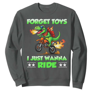 Motocross Dirt Bike Boys Sweatshirt Forget Toys I Just Wanna Ride TS14 Dark Heather Print Your Wear
