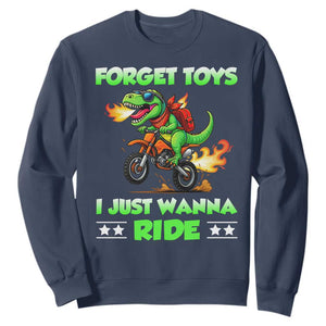 Motocross Dirt Bike Boys Sweatshirt Forget Toys I Just Wanna Ride TS14 Navy Print Your Wear