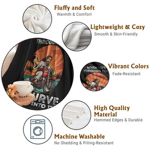 Funny Jesus Christian Motorcycle Throw Blanket When Life Throws You A Curve Lean Into It TS14 Print Your Wear