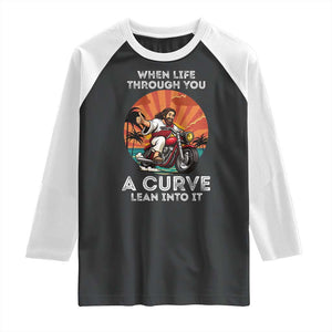 Funny Jesus Christian Motorcycle Raglan Shirt When Life Throws You A Curve Lean Into It TS14 Black White Print Your Wear