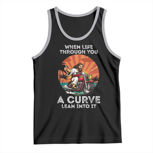 Funny Jesus Christian Motorcycle Tank Top When Life Throws You A Curve Lean Into It TS14 Black Athletic Heather Print Your Wear