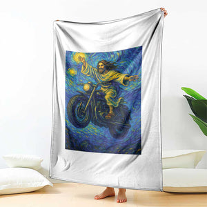 Funny Jesus Christian Motorcycle Throw Blanket Starry Night Van Gogh Biker TS14 Print Your Wear