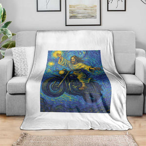 Funny Jesus Christian Motorcycle Throw Blanket Starry Night Van Gogh Biker TS14 Print Your Wear