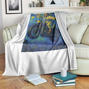 Funny Jesus Christian Motorcycle Throw Blanket Starry Night Van Gogh Biker TS14 Print Your Wear