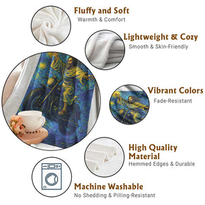 Funny Jesus Christian Motorcycle Throw Blanket Starry Night Van Gogh Biker TS14 Print Your Wear