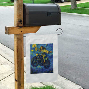 Funny Jesus Christian Motorcycle Garden Flag Starry Night Van Gogh Biker TS14 Print Your Wear