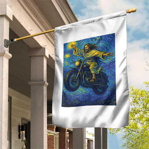 Funny Jesus Christian Motorcycle Garden Flag Starry Night Van Gogh Biker TS14 Print Your Wear