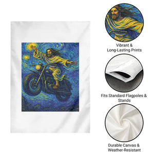 Funny Jesus Christian Motorcycle Garden Flag Starry Night Van Gogh Biker TS14 Print Your Wear