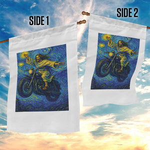 Funny Jesus Christian Motorcycle Garden Flag Starry Night Van Gogh Biker TS14 Print Your Wear