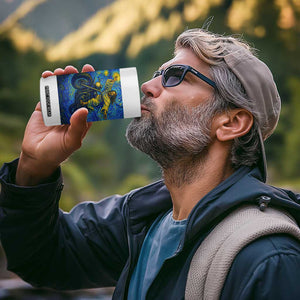 Funny Jesus Christian Motorcycle 4 in 1 Can Cooler Tumbler Starry Night Van Gogh Biker TS14 Print Your Wear