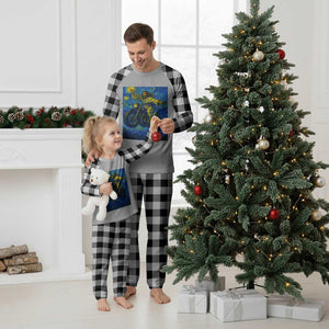 Funny Jesus Christian Motorcycle Plaid Pajama Set Starry Night Van Gogh Biker TS14 White Plaid Print Your Wear