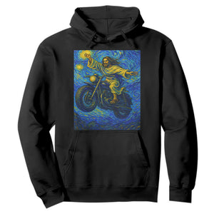 Funny Jesus Christian Motorcycle Hoodie Starry Night Van Gogh Biker TS14 Black Print Your Wear