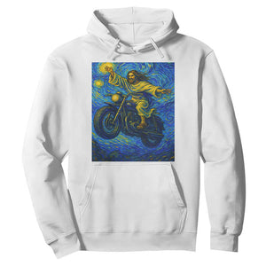 Funny Jesus Christian Motorcycle Hoodie Starry Night Van Gogh Biker TS14 White Print Your Wear