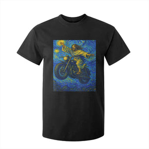 Funny Jesus Christian Motorcycle T Shirt For Kid Starry Night Van Gogh Biker TS14 Black Print Your Wear