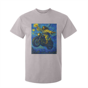Funny Jesus Christian Motorcycle T Shirt For Kid Starry Night Van Gogh Biker TS14 Ice Gray Print Your Wear