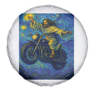 Funny Jesus Christian Motorcycle Spare Tire Cover Starry Night Van Gogh Biker TS14 Print Your Wear