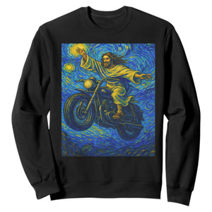 Funny Jesus Christian Motorcycle Sweatshirt Starry Night Van Gogh Biker TS14 Black Print Your Wear