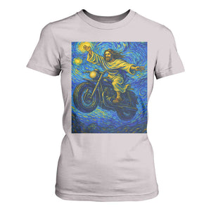 Funny Jesus Christian Motorcycle T Shirt For Women Starry Night Van Gogh Biker TS14 Ice Gray Print Your Wear