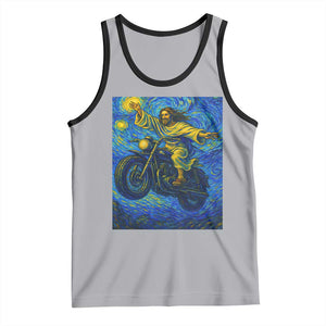 Funny Jesus Christian Motorcycle Tank Top Starry Night Van Gogh Biker TS14 Athletic Heather Black Print Your Wear