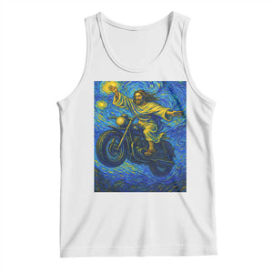 Funny Jesus Christian Motorcycle Tank Top Starry Night Van Gogh Biker TS14 White Print Your Wear