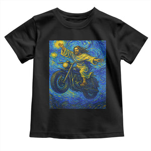 Funny Jesus Christian Motorcycle Toddler T Shirt Starry Night Van Gogh Biker TS14 Black Print Your Wear